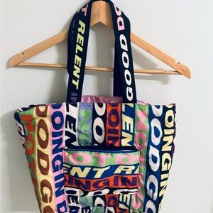 H&M Multicolor Graphic Tote Bag with small matching cosmetic bag